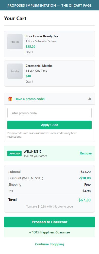 Proposed Implementation — The Qi Cart Page