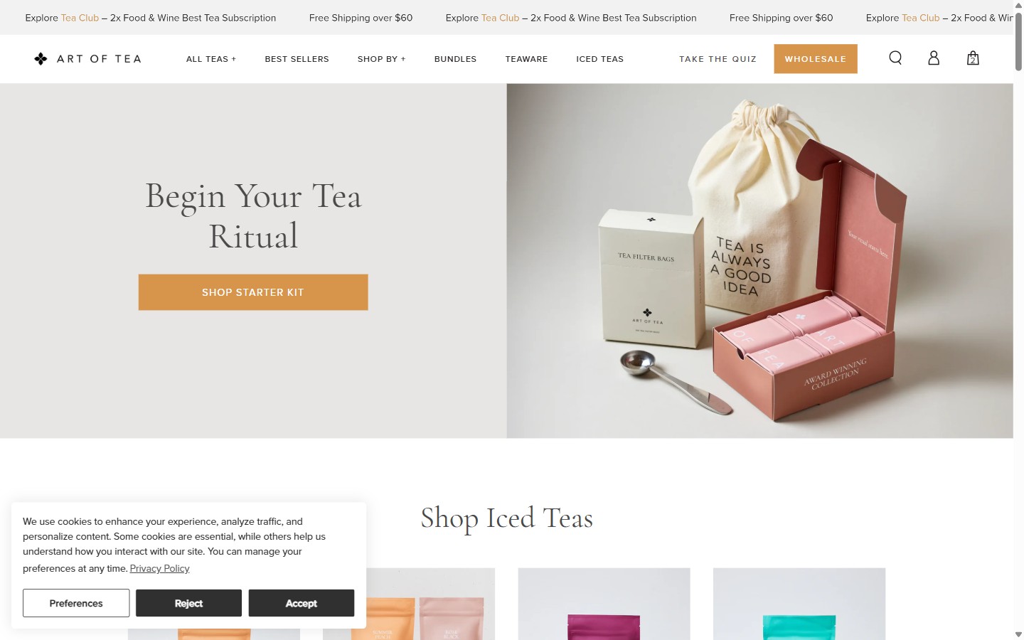 Art of Tea — Quiz CTA in Navigation