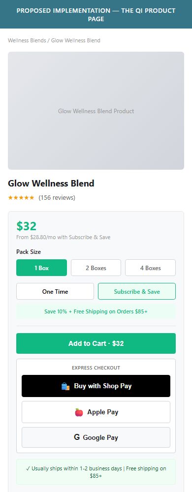Proposed Implementation — The Qi Product Page